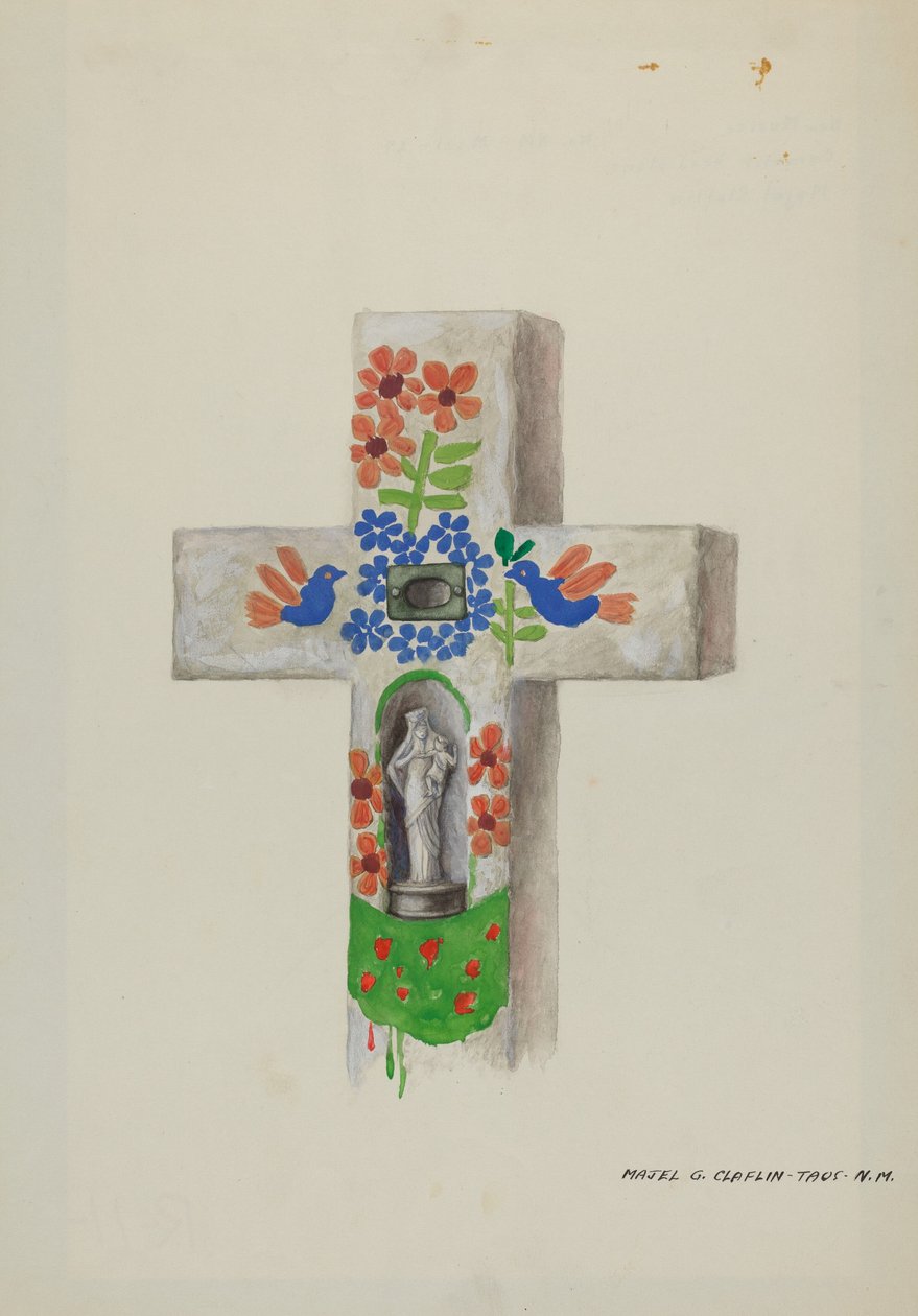 Cementhovedsten, ca. 1937. af Majel G. Claflin