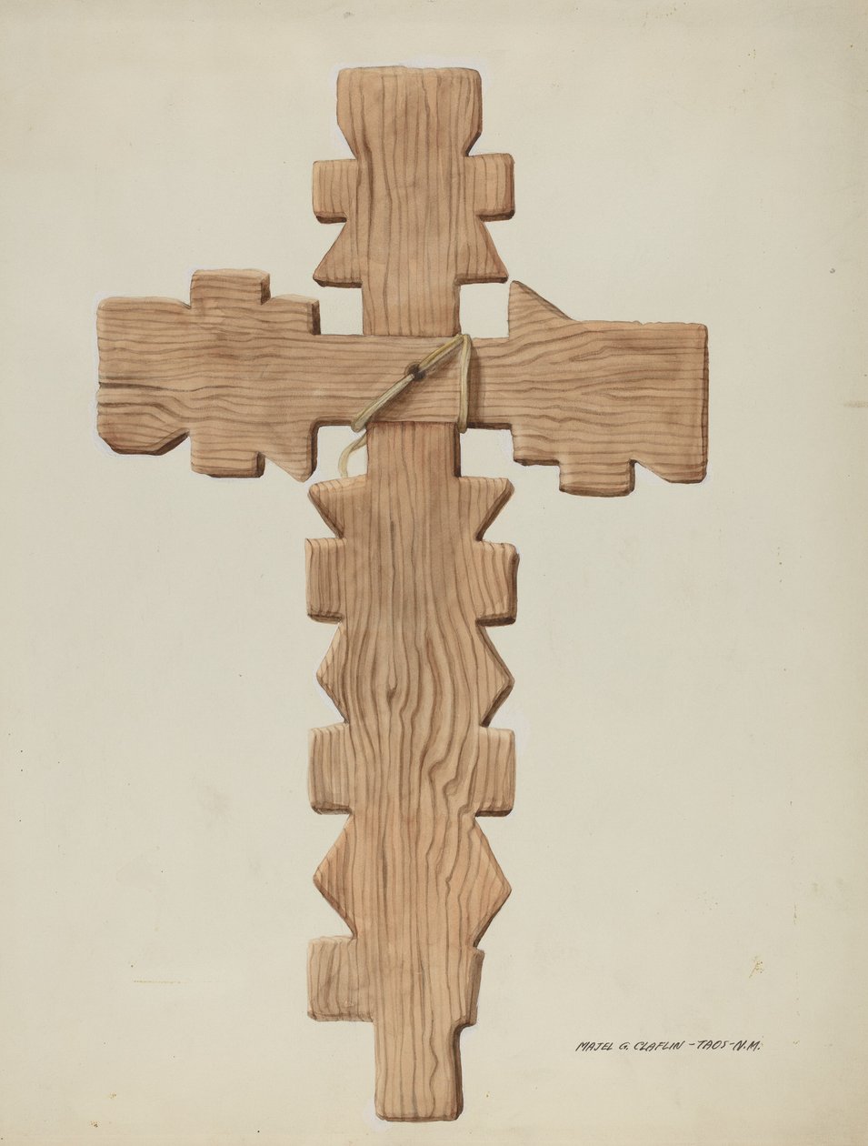 Penitente kors, udskåret træ, ca. 1937. af Majel G. Claflin