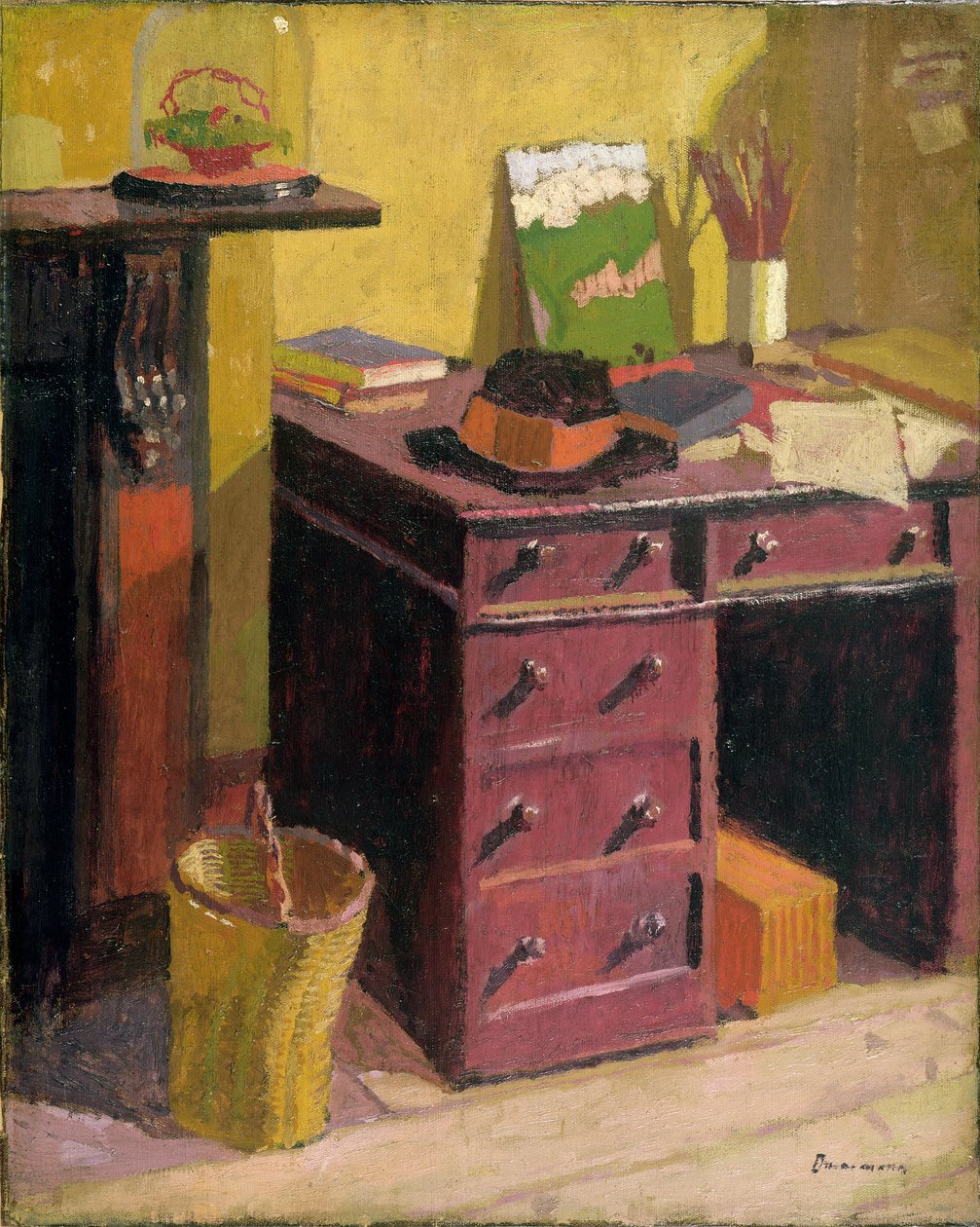 Kunstnerens skrivebord, ca. 1915 (olie på lærred om bord) af Malcolm Drummond