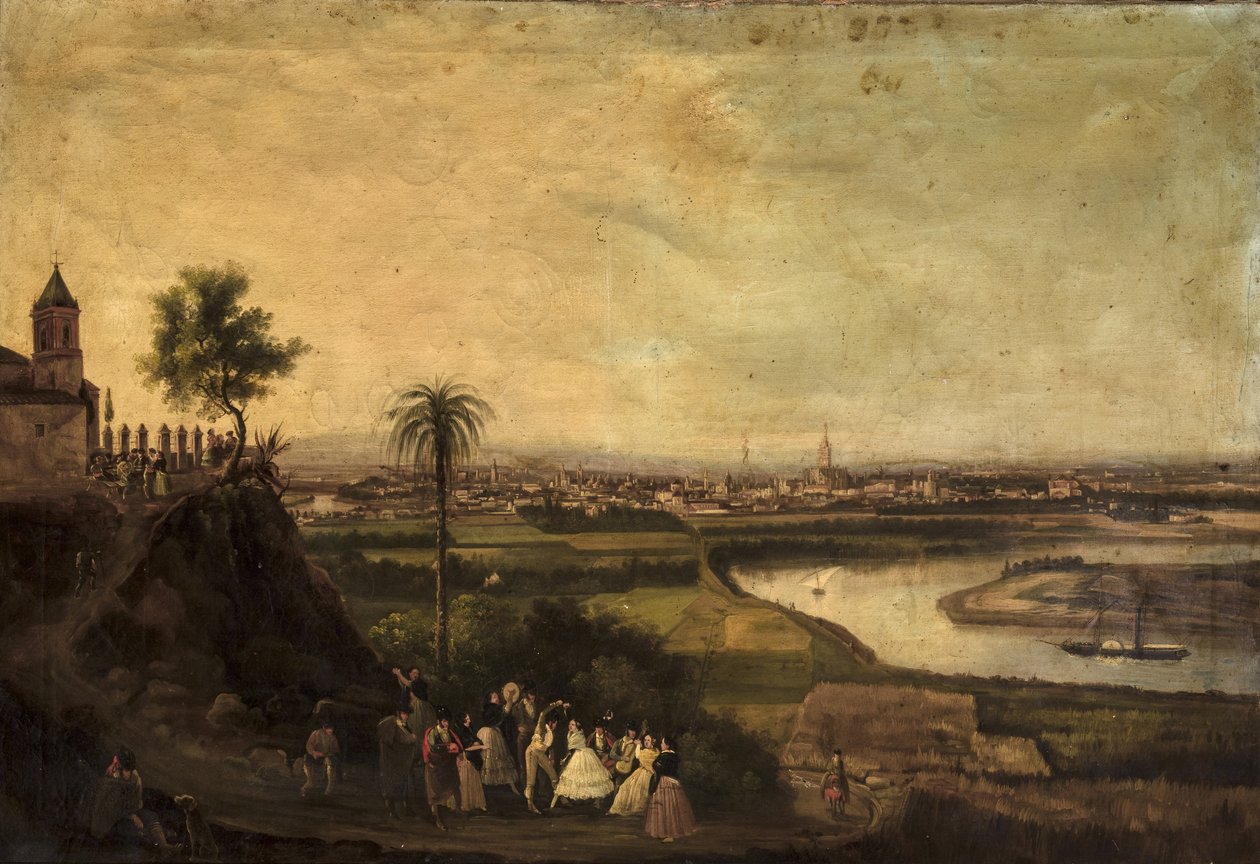 Sevilla fra San Juan de Aznalfarache af Manuel Barron y Carrillo
