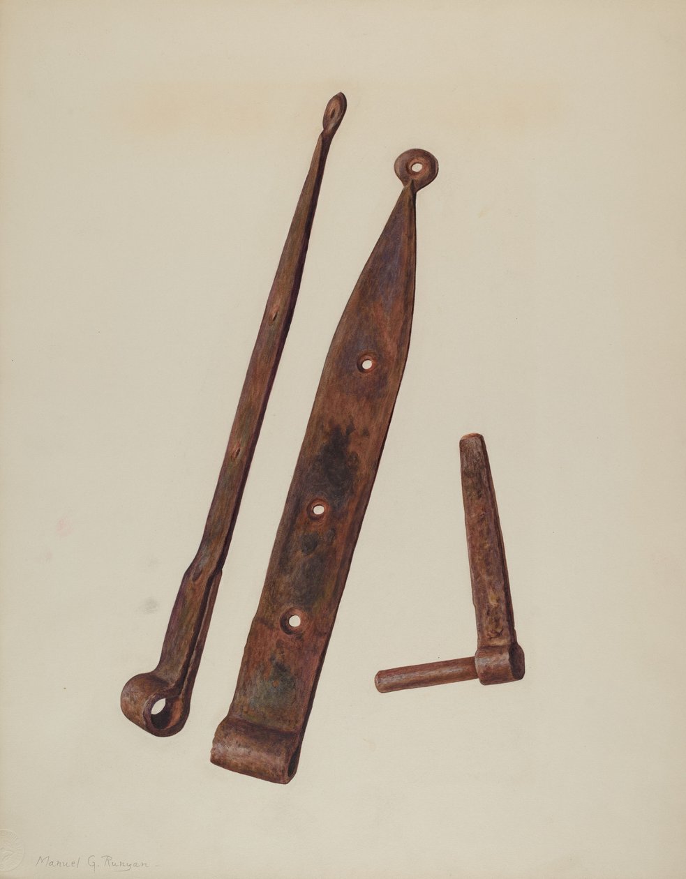 Hængsler og bolte, ca. 1939. af Manuel G. Runyan