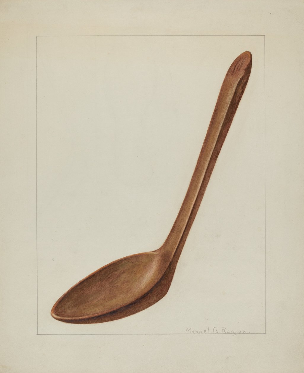 Træspatel, ca. 1938. af Manuel G. Runyan