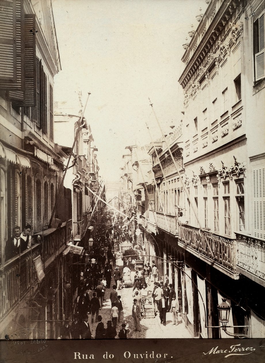 En gade i Ouvidor, Brasilien af Marc Ferrez