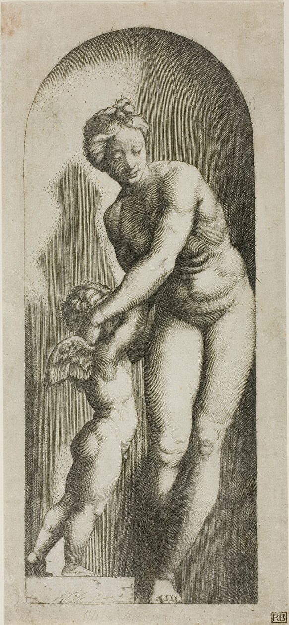Venus og Amor af Marcantonio Raimondi