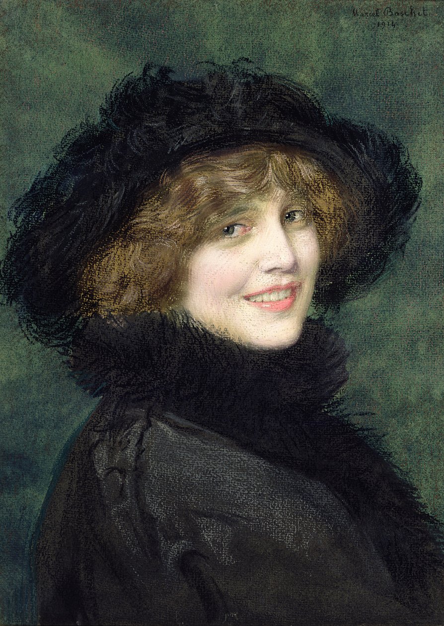 Portræt af Madame Ryan, født Arlette Warrain, 1914 (pastel på papir) af Marcel Andre Baschet