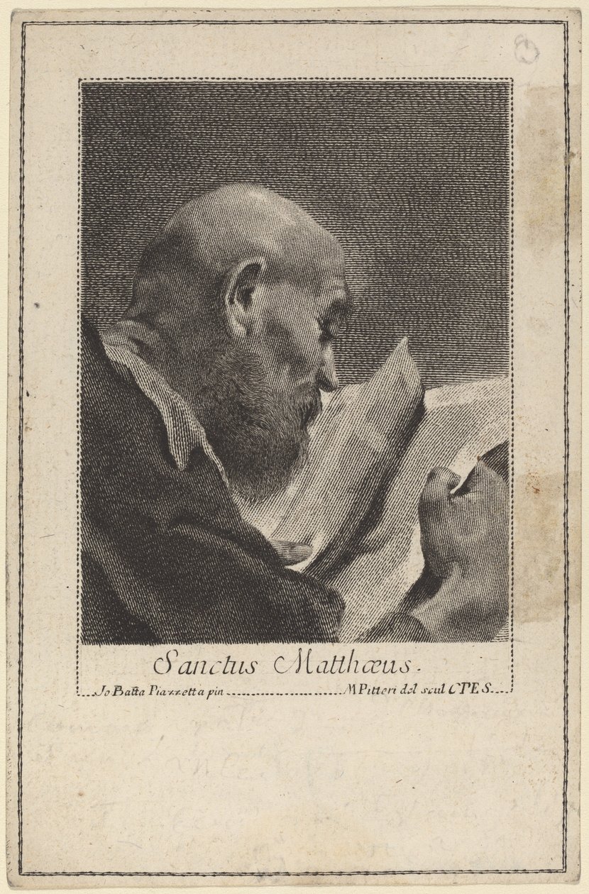 Sankt Matthæus af Marco Alvise Pitteri after Giovanni Battista Piazzetta