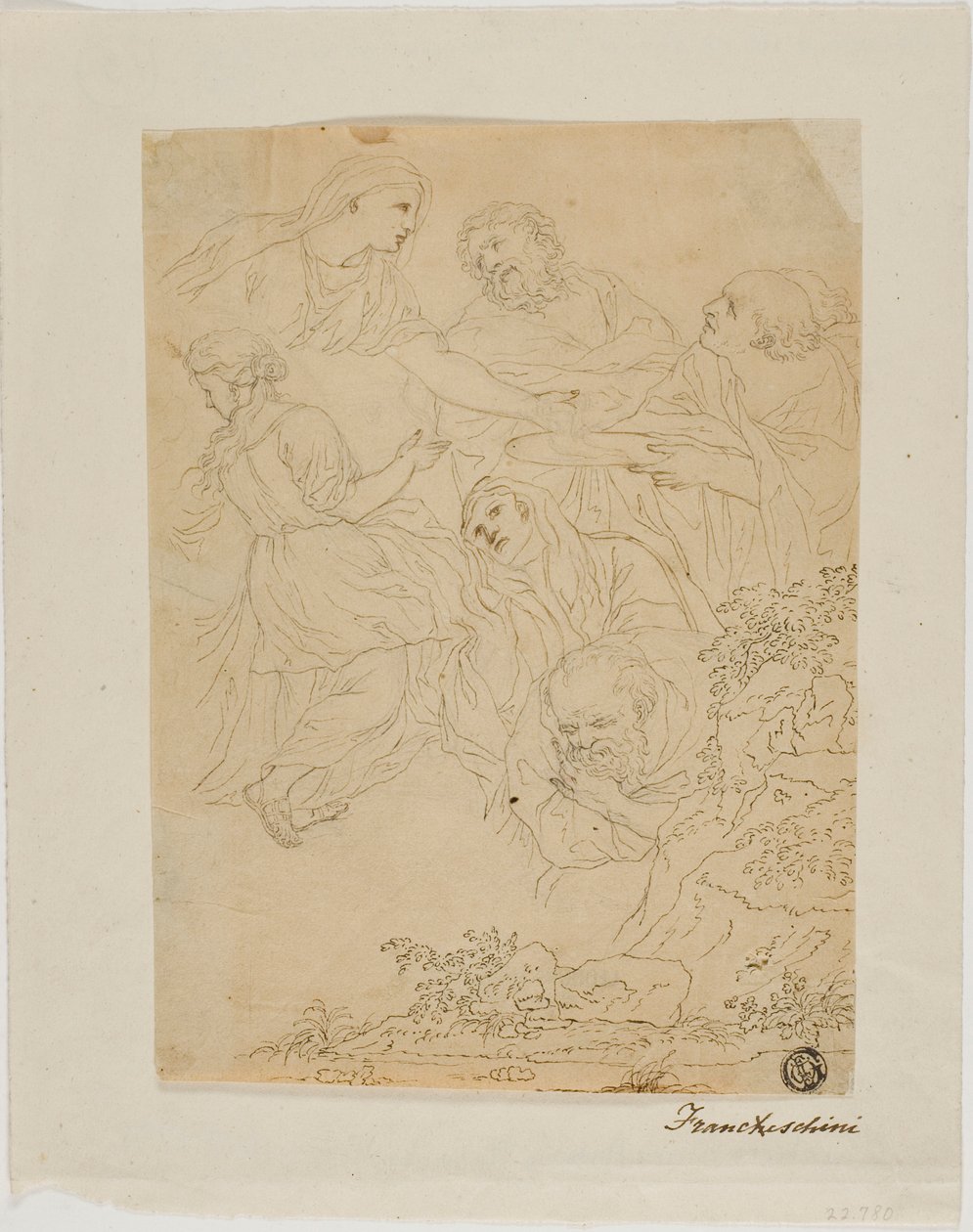 Skitser af Figurer, Landskab af Marcantonio Franceschini