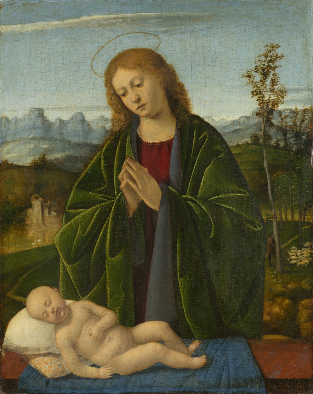 Madonna tilbeder barnet, ca. 1520. af Marco Basaiti