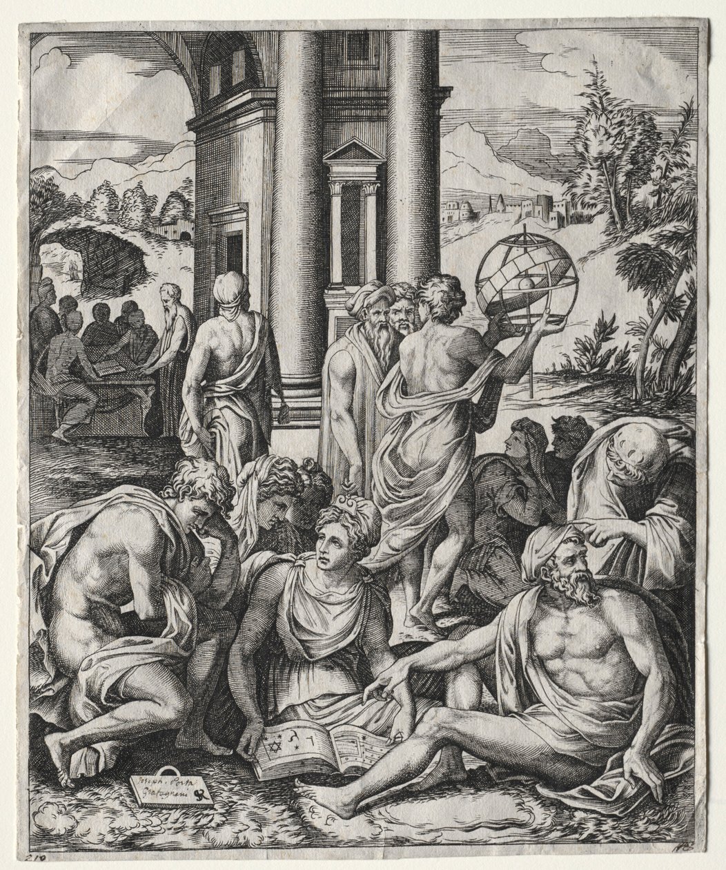 En forsamling af lærde, ca. 15151527. af Marco Dente