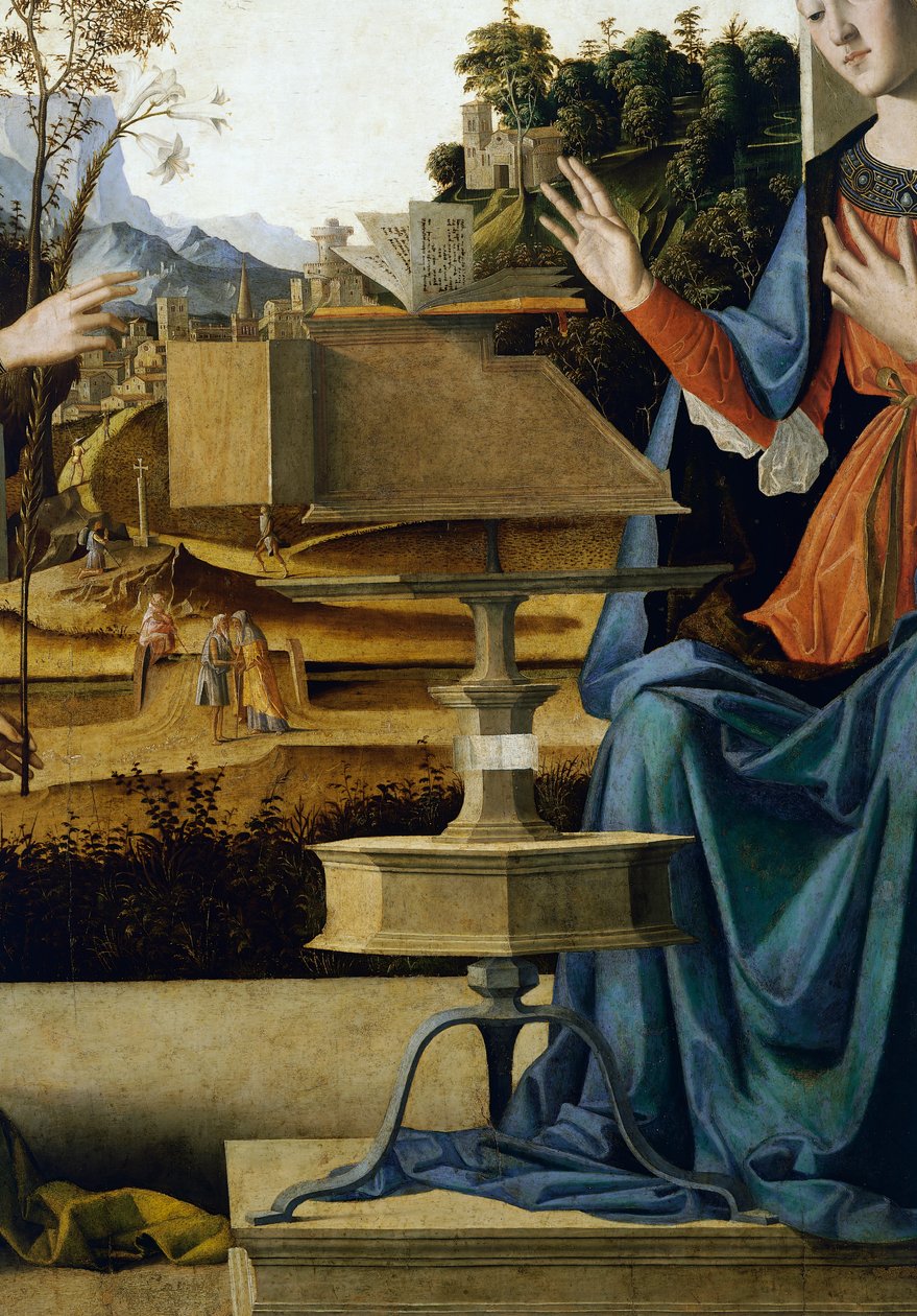 Bebudelse, detalje af talerstol af Marco Palmezzano