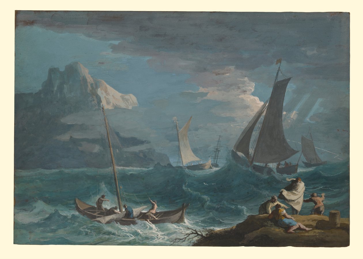 Fiskebåde i stormvejr af Marco Ricci