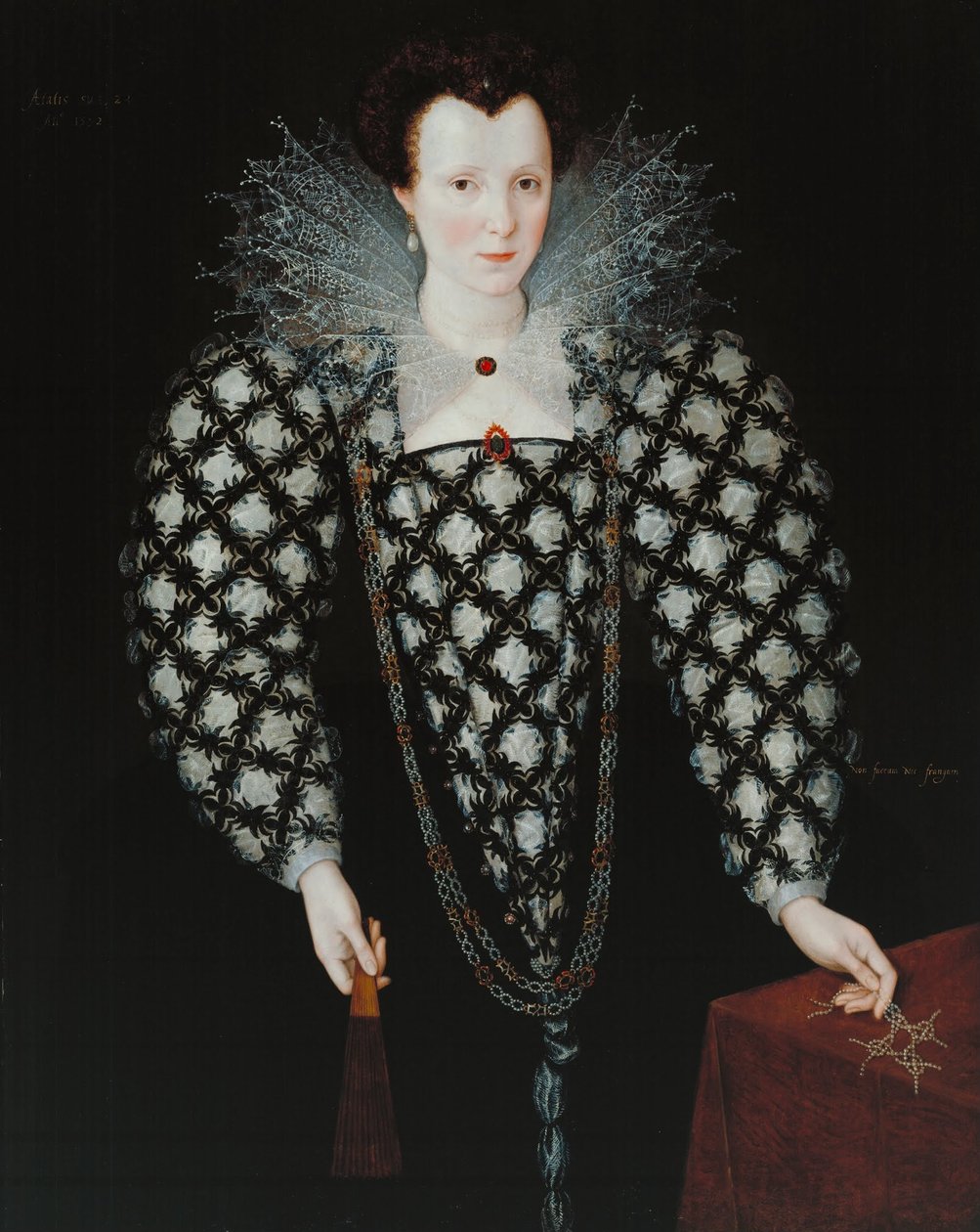 Portræt af Mary Rogers, Lady Harington af Marcus Garret Gheeraerts the Younger