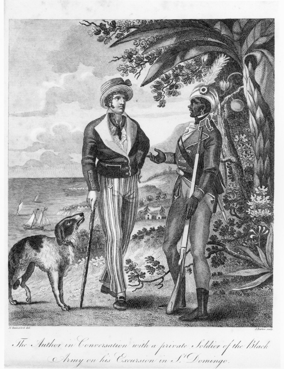 Kaptajn Marcus Rainsford (c.1750-c.1805) med en menig soldat fra Black Army, frontispice til 