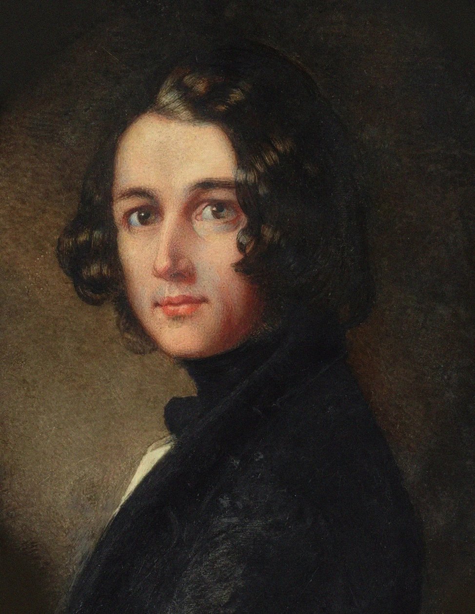 Portræt af Charles Dickens Detail, 1843. af Margaret Gillies