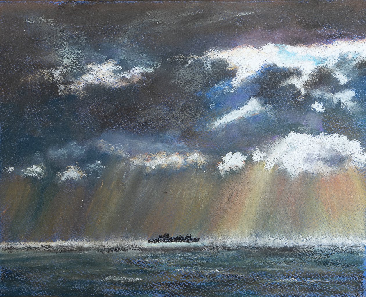 Squall near lonely ship, 2020 (pastel) af Margo Starkey