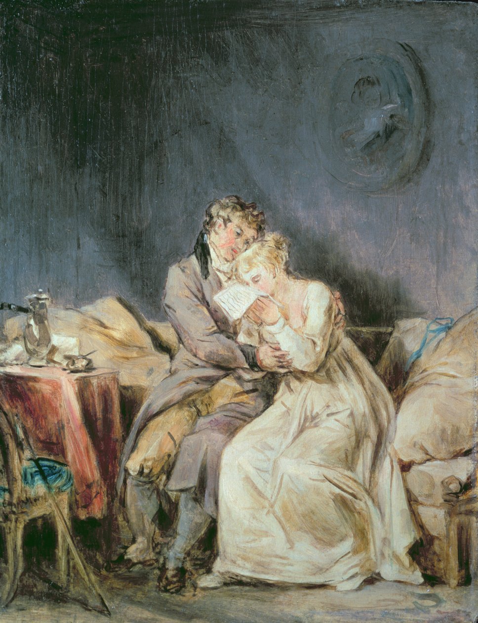 Læsning af brevet (panel) af Marguerite Gerard