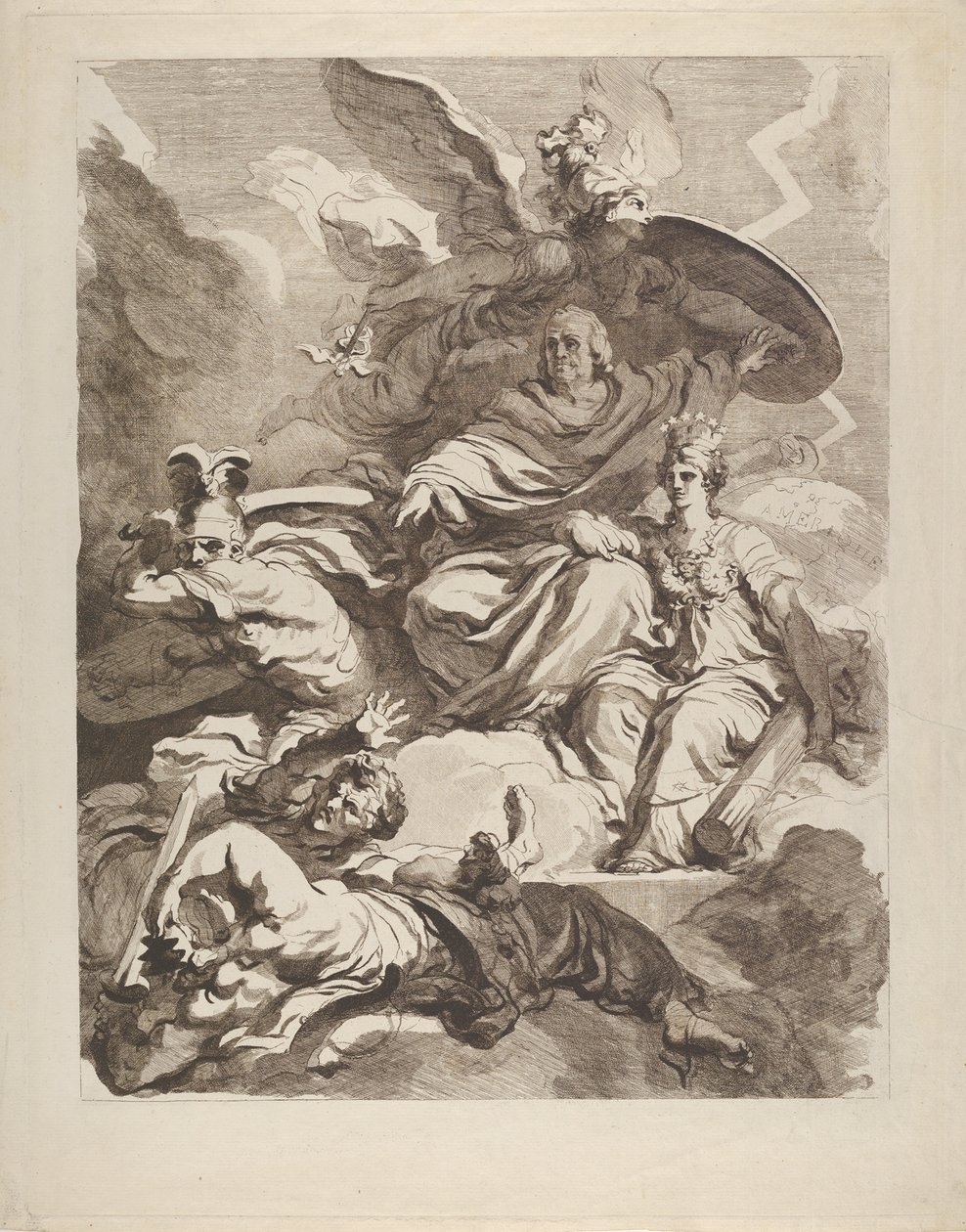 The Genius of Franklin, 1778. af Marguerite Gerard