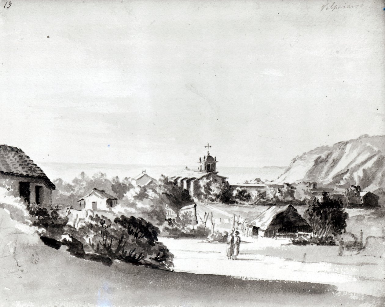 Valparaiso (akvarel på papir) af Maria Callcott
