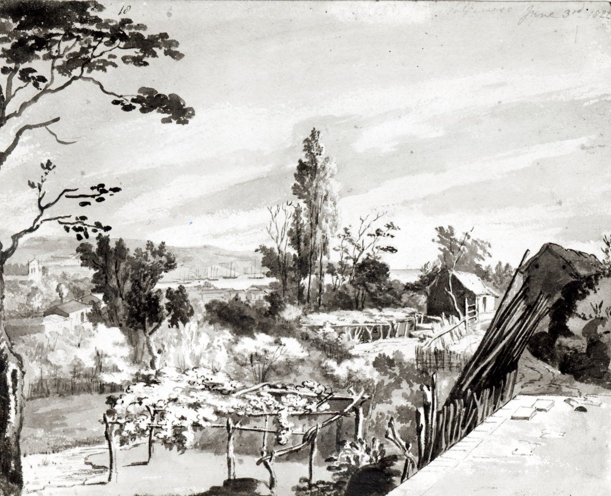 Valparaiso 1822 (akvarel på papir) af Maria Callcott