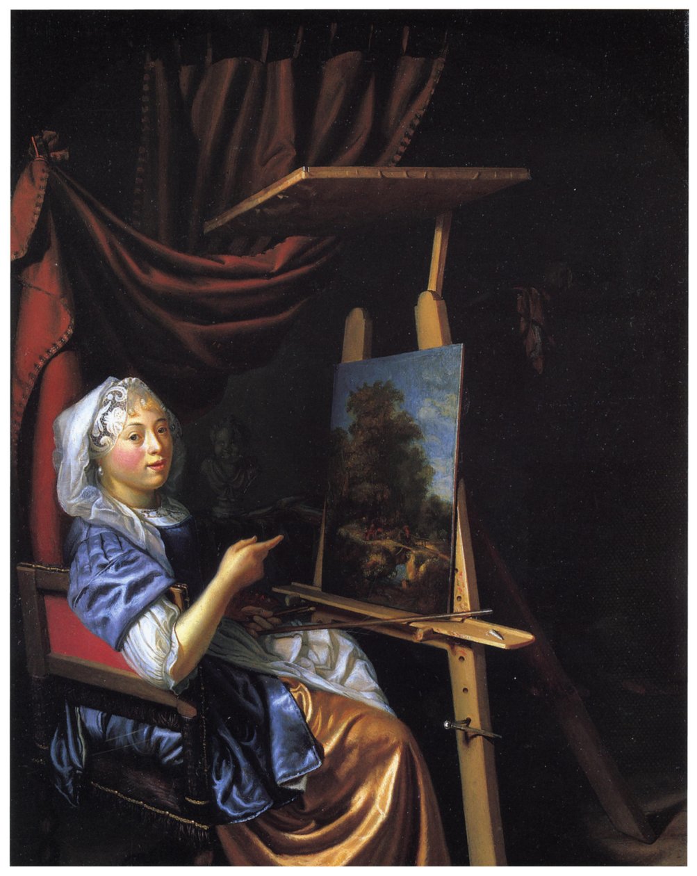 Selvportræt ved hendes staffeli af Maria Schalcken