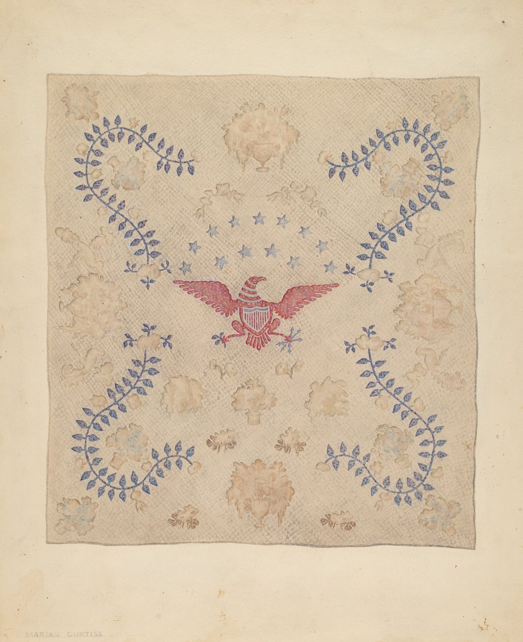 Eagle and Stars sengetæppe af Marian Curtis Foster