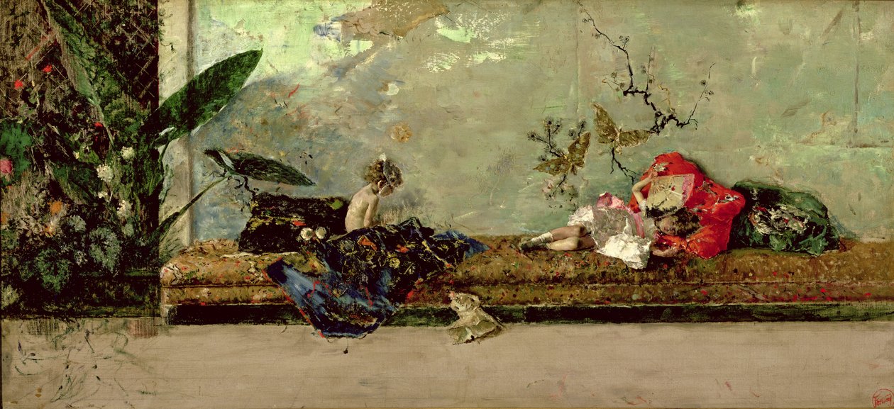 Malerens børn i den japanske salon af Mariano José María Bernardo Fortuny y Carbó