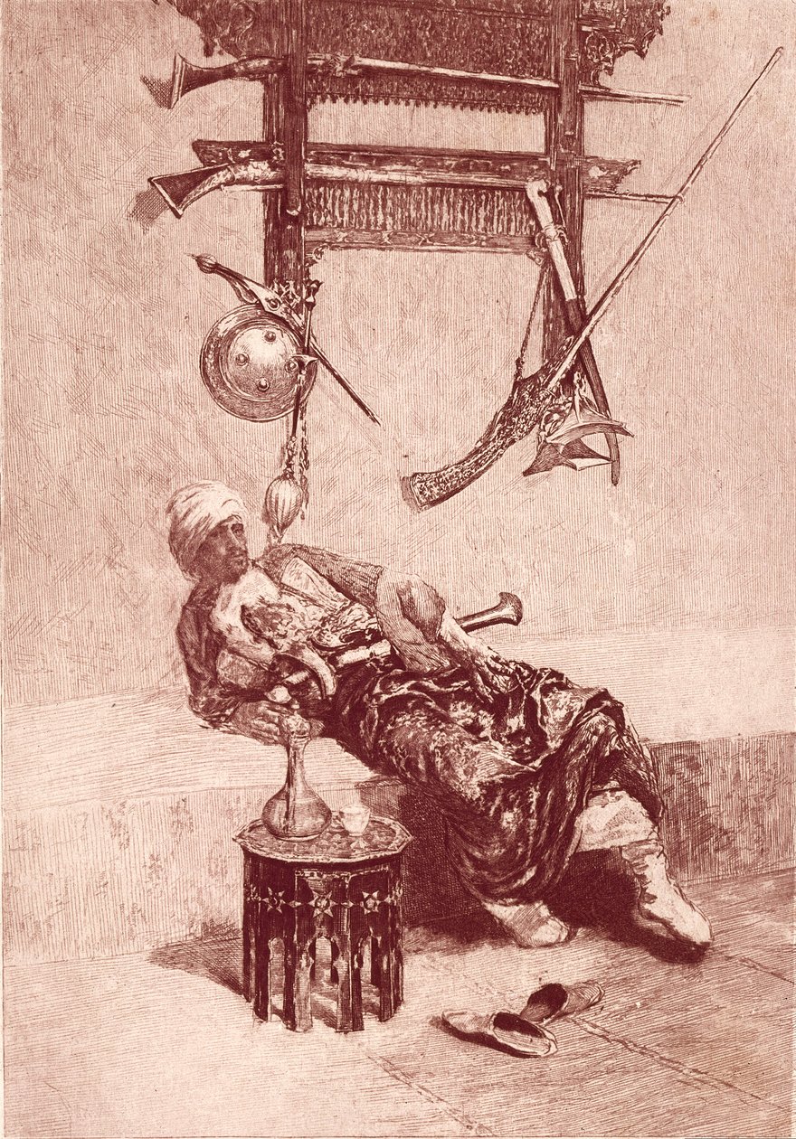 Moor of Tangier (gravering) af Mariano (after) Fortuny