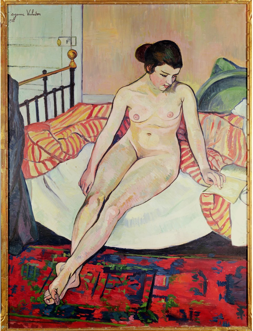 Nøgen med et stribet tæppe, 1922 af Marie Clementine (Suzanne) Valadon