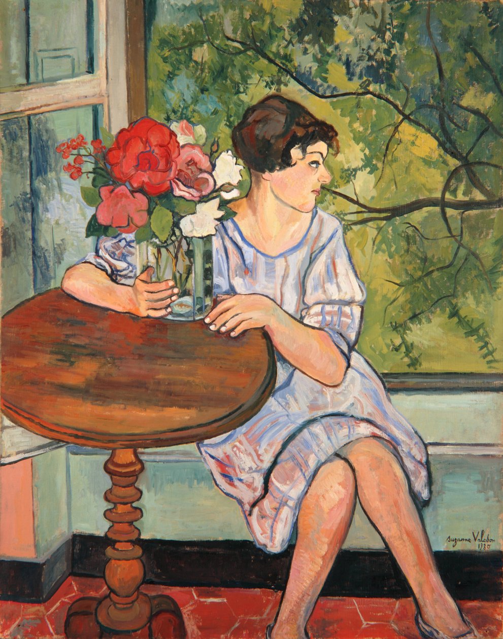Ung pige foran et vindue, 1930 af Marie Clementine (Suzanne) Valadon
