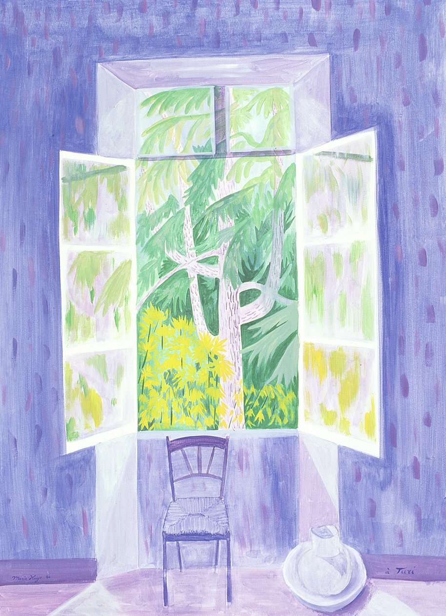 Cedars Through the Window, 1987 (akryl på papir) af Marie Hugo