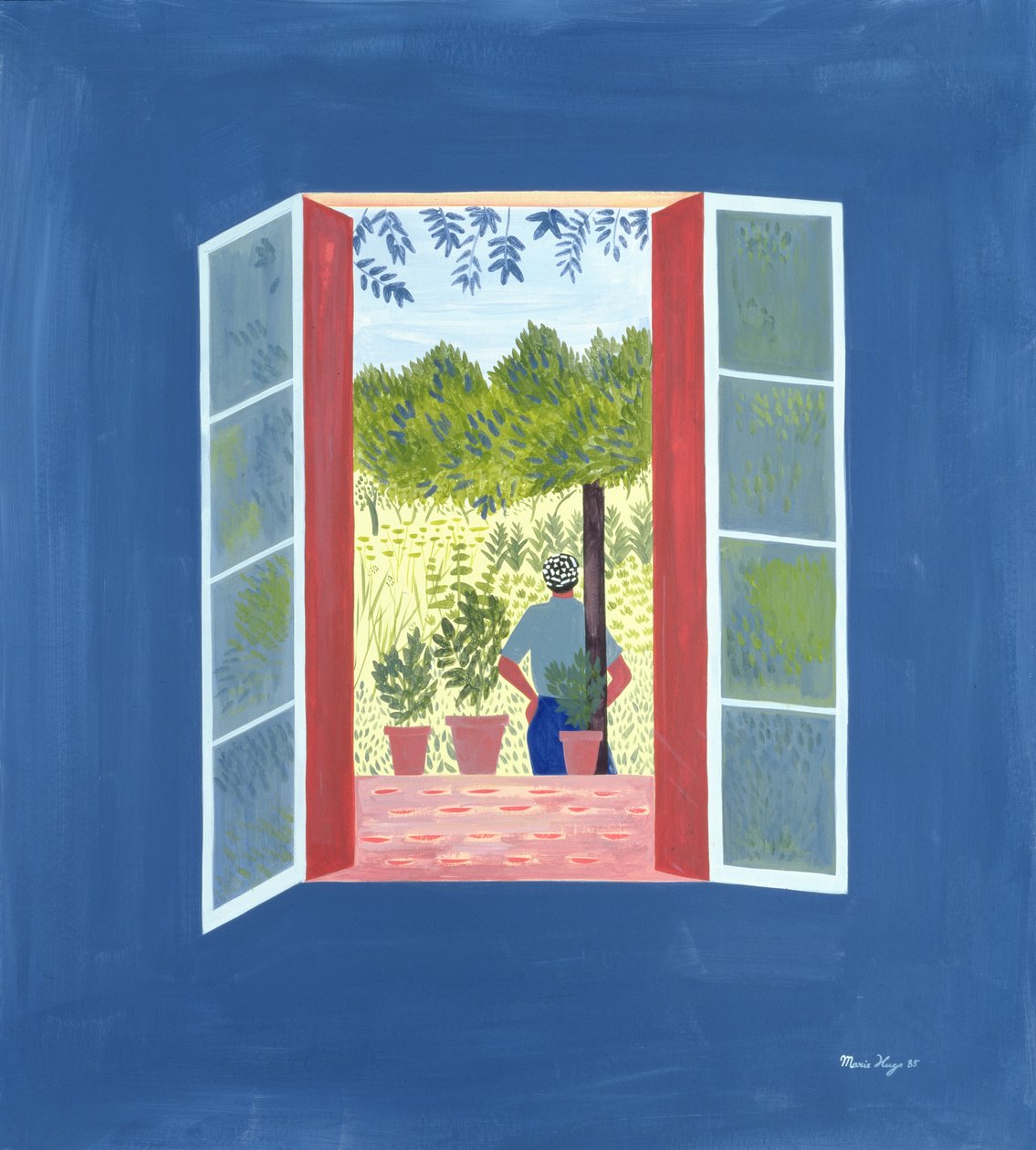 Zaid Through the Window, 1986 (akryl og olie på bord) af Marie Hugo