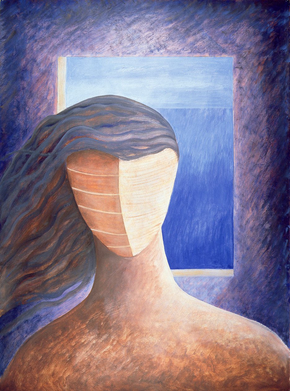 Zoe a la Fenetre, 1994 (olie på papir) af Marie Hugo