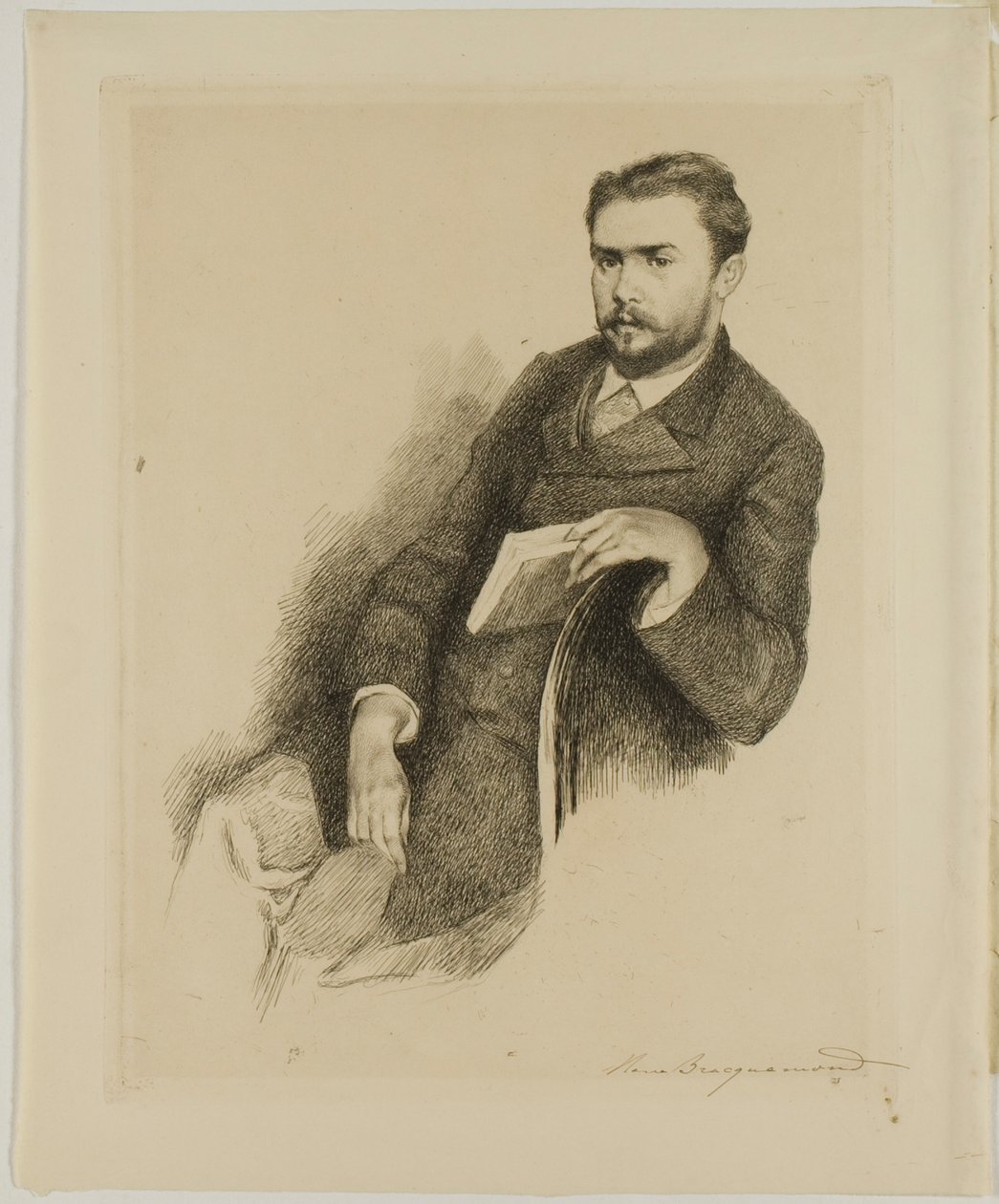 Portræt af kritikeren Gustave Geffroy af Marie Bracquemond