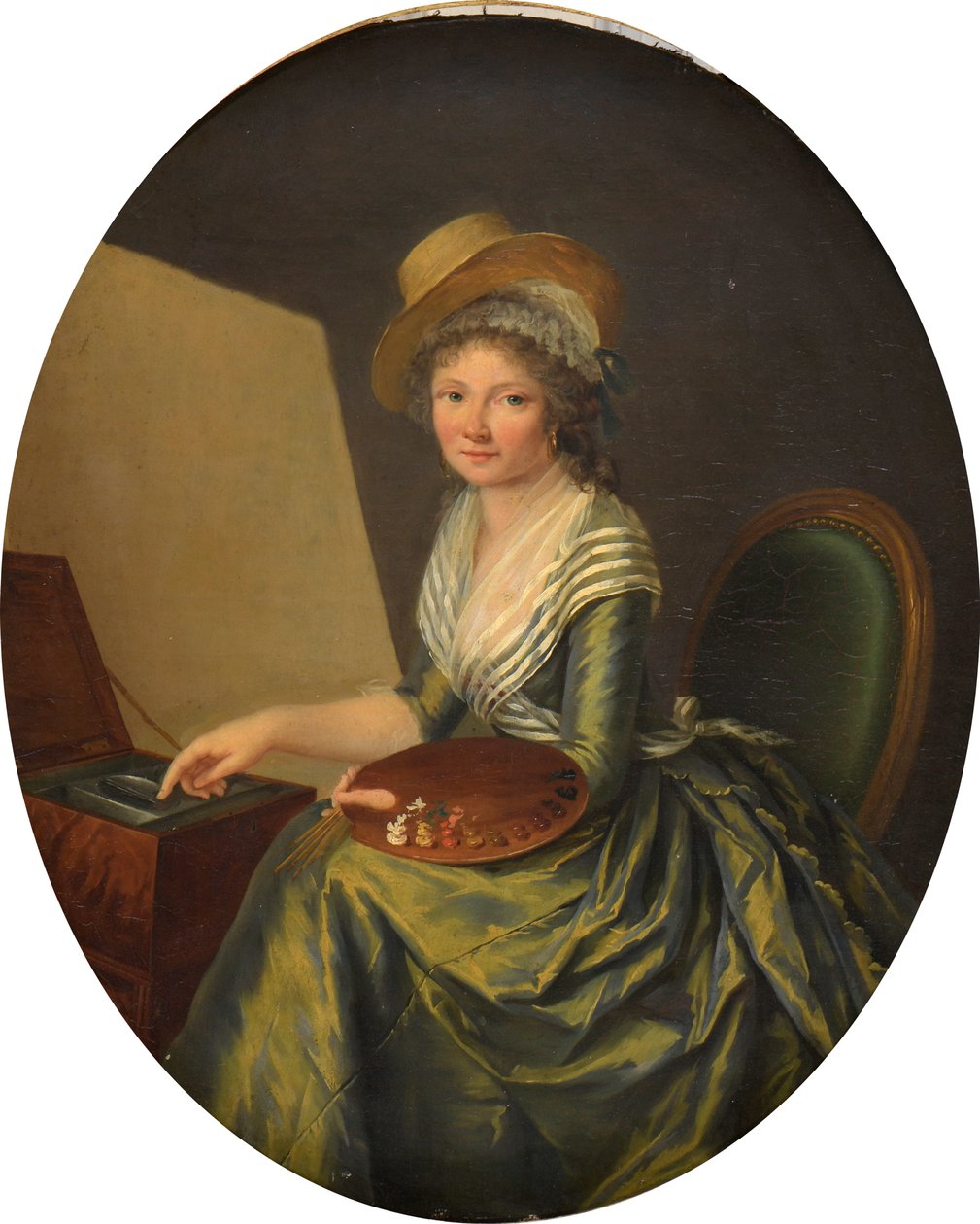 Selvportræt med staffeli. af Marie Elisabeth Lemoine