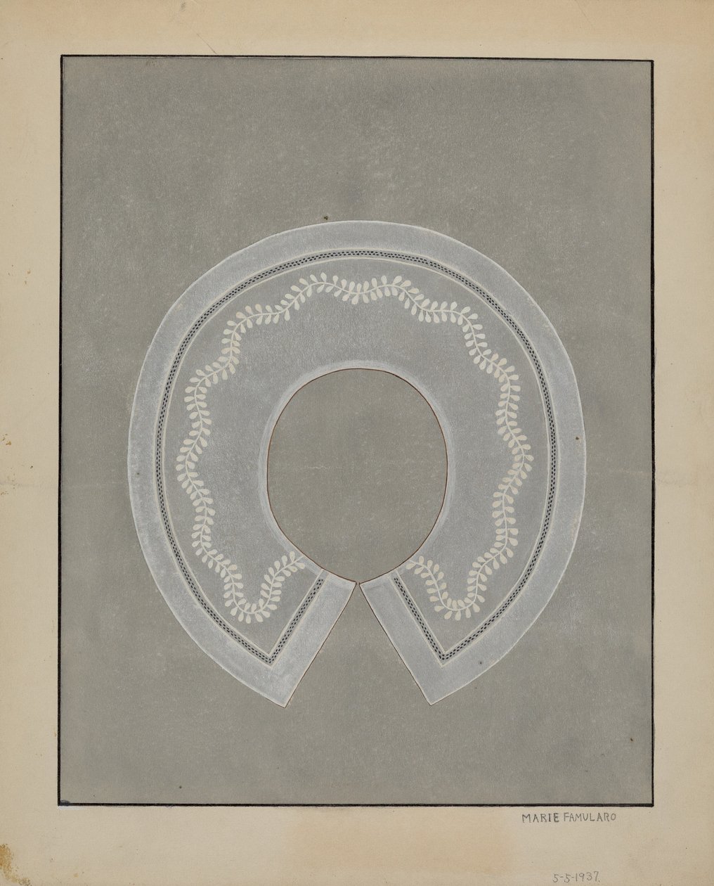 Broderet hørkrave, ca. 1936. af Marie Famularo