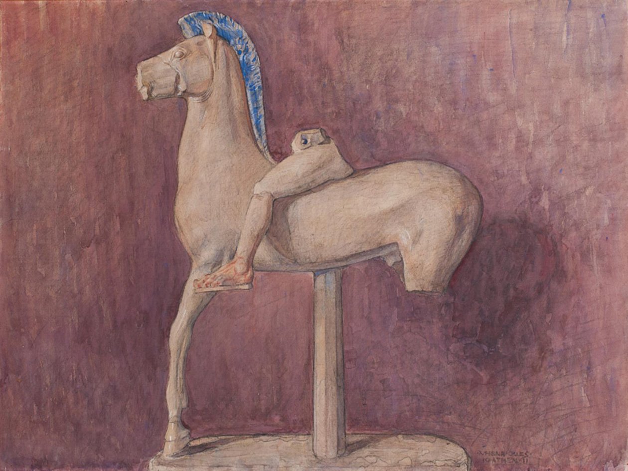 Hest med rytter (Akropolis museet inv. 700) af Marie Henriques