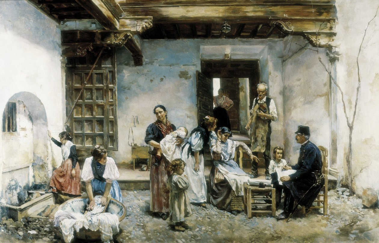 Folketællingen (olie på lærred) af Marin Isidoro Gares