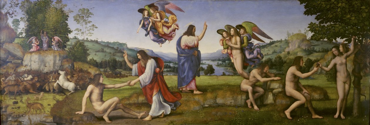 Skabelsen, fristelsen og faldet, 1513 af Mariotto Albertinelli