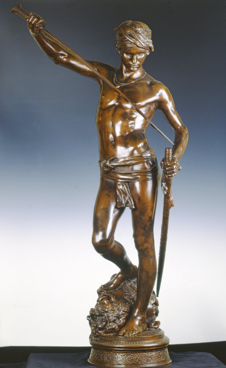 David med Goliats hoved, ca. 1872 (bronze med mørkebrun patina) af Marius Jean Antonin Mercie