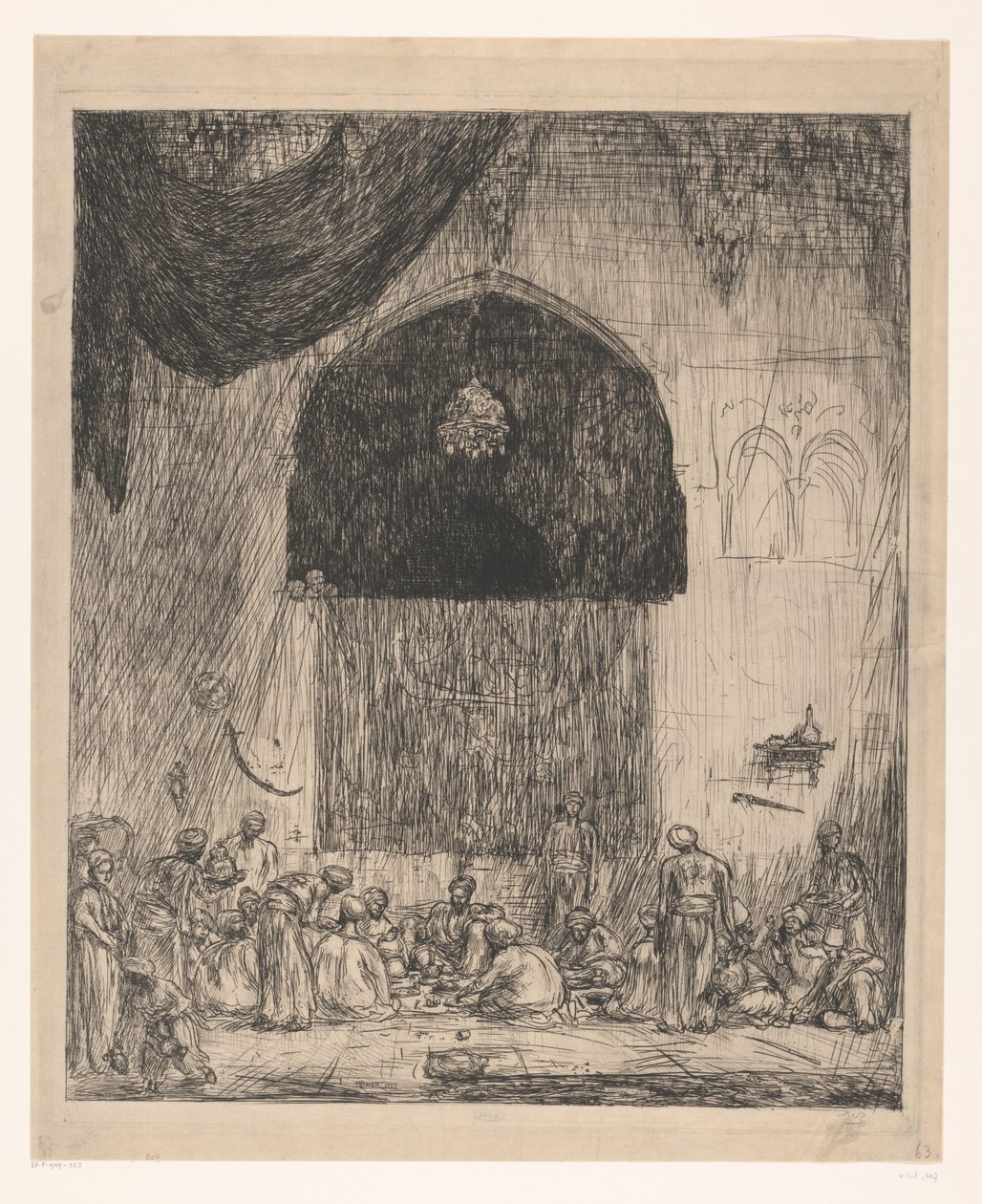 Spiser orientalske mænd af Marius Bauer (signed by artist)