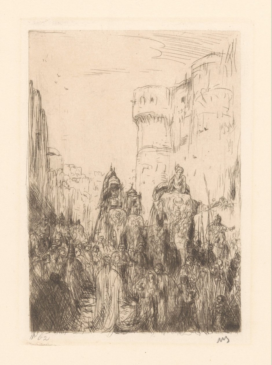 Parade med elefanter af Marius Bauer (signed by artist)