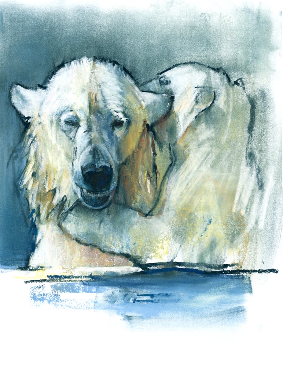 Mor, 2016, (indeholder og pastel på papir) af Mark Adlington
