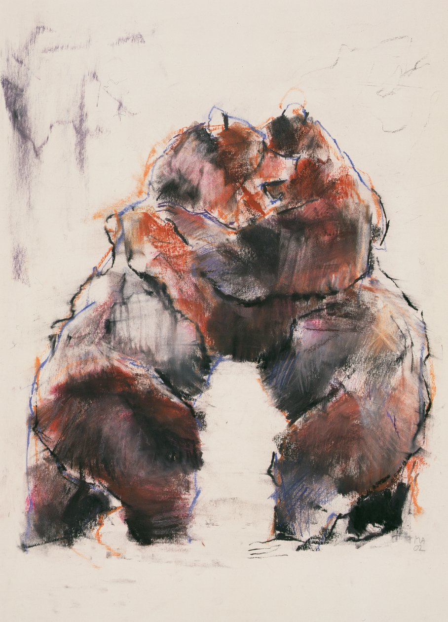 Wrestle (charcoal und conte på papir) af Mark Adlington