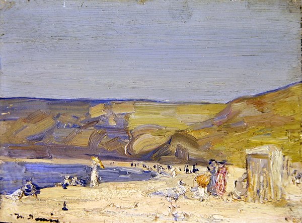 Runswick Bay (olie på panel) af Mark Senior