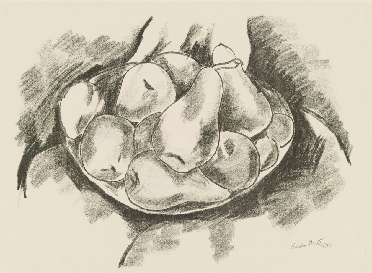 Fad med æbler og pærer af Marsden Hartley