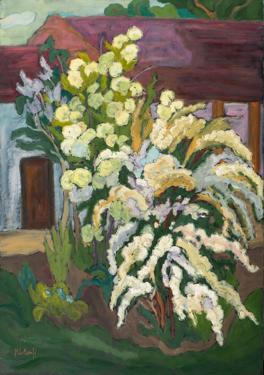 Shrubbery in Bloom (2011) olie om bord af Marta Martonfi Benke