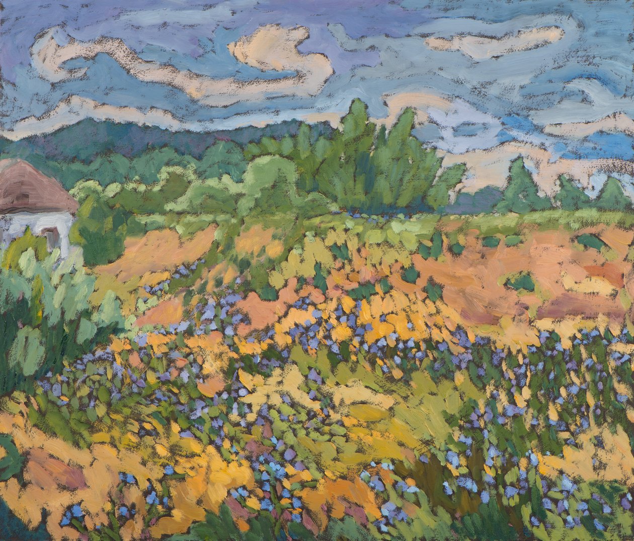 Wild Flowers on the Dyke Bank (2012) 60*70 cm,olie på bord af Marta Martonfi Benke