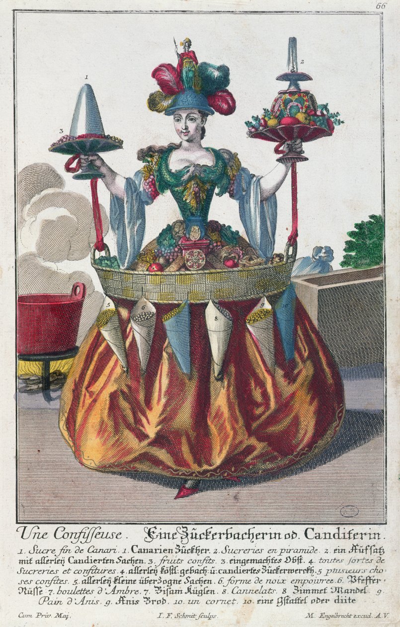 En konditor, ca. 1735 (farvegravering) af Martin Engelbrecht