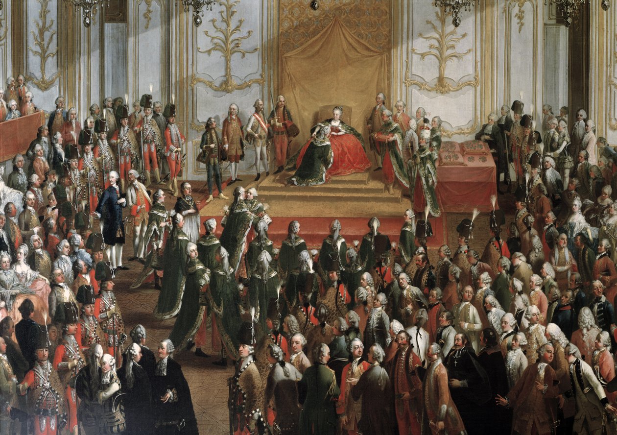 Maria Theresa ved Investiture of the Order of St. Stephen, 1764 (detalje af 67407) af Martin II Mytens or Meytens