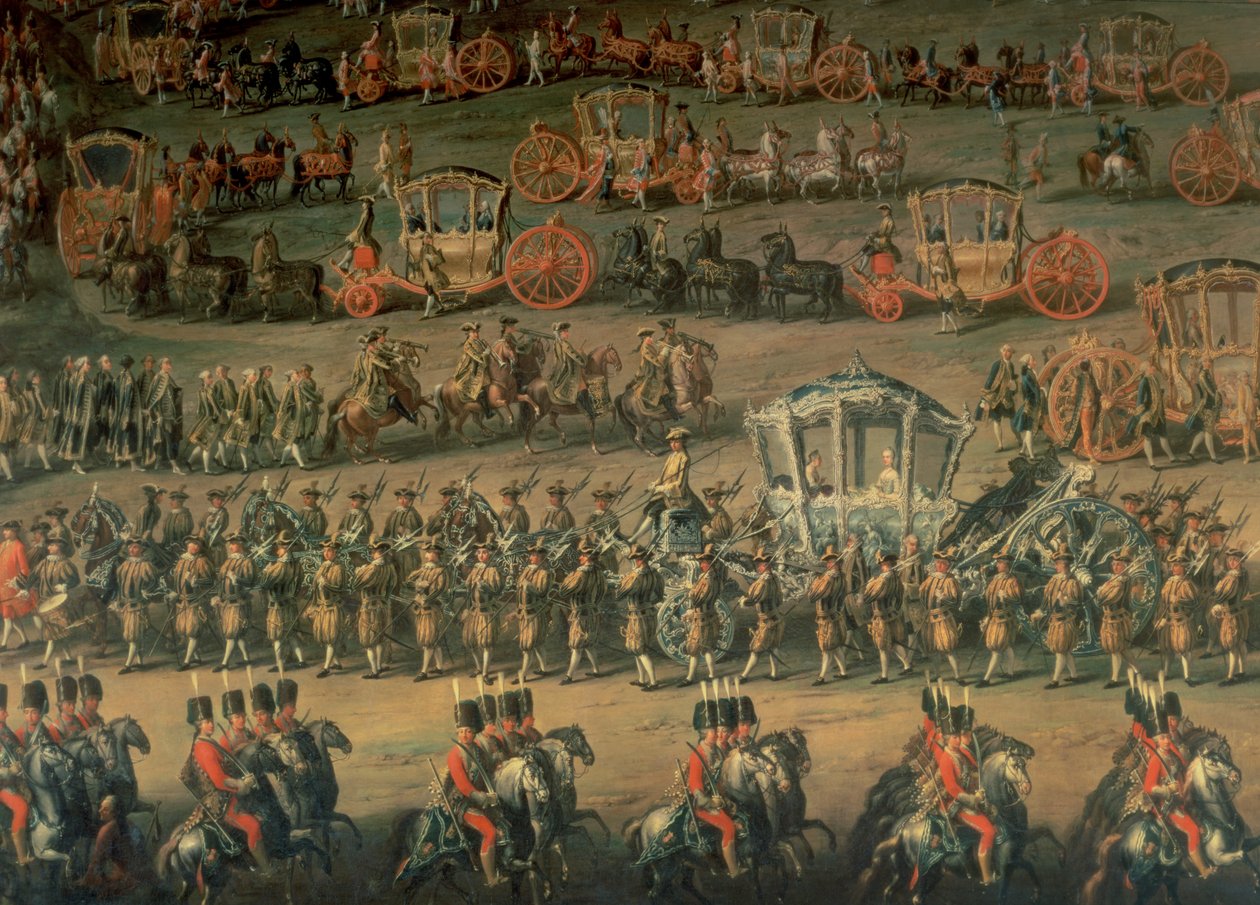 Ankomsten af Isabella af Parma i anledning af hendes bryllup med Joseph II (senere kejser af Tyskland), 1760 af Martin II Mytens or Meytens